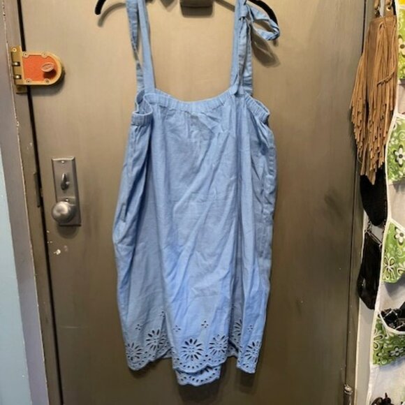 J.Crew Tie-Shoulder Hydrangea Mini Dress Embroidery Size Large - Picture 13 of 15